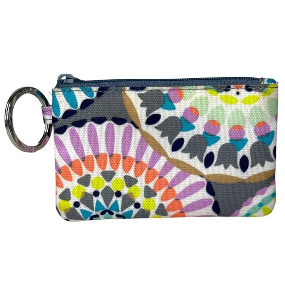 Vera Bradley Sunny Medallion Zip ID Case Key Ring Coin Purse Wallet Holder